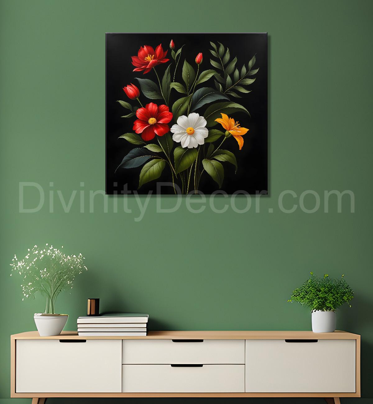 Colourful flowers in black background - Flower-S-262