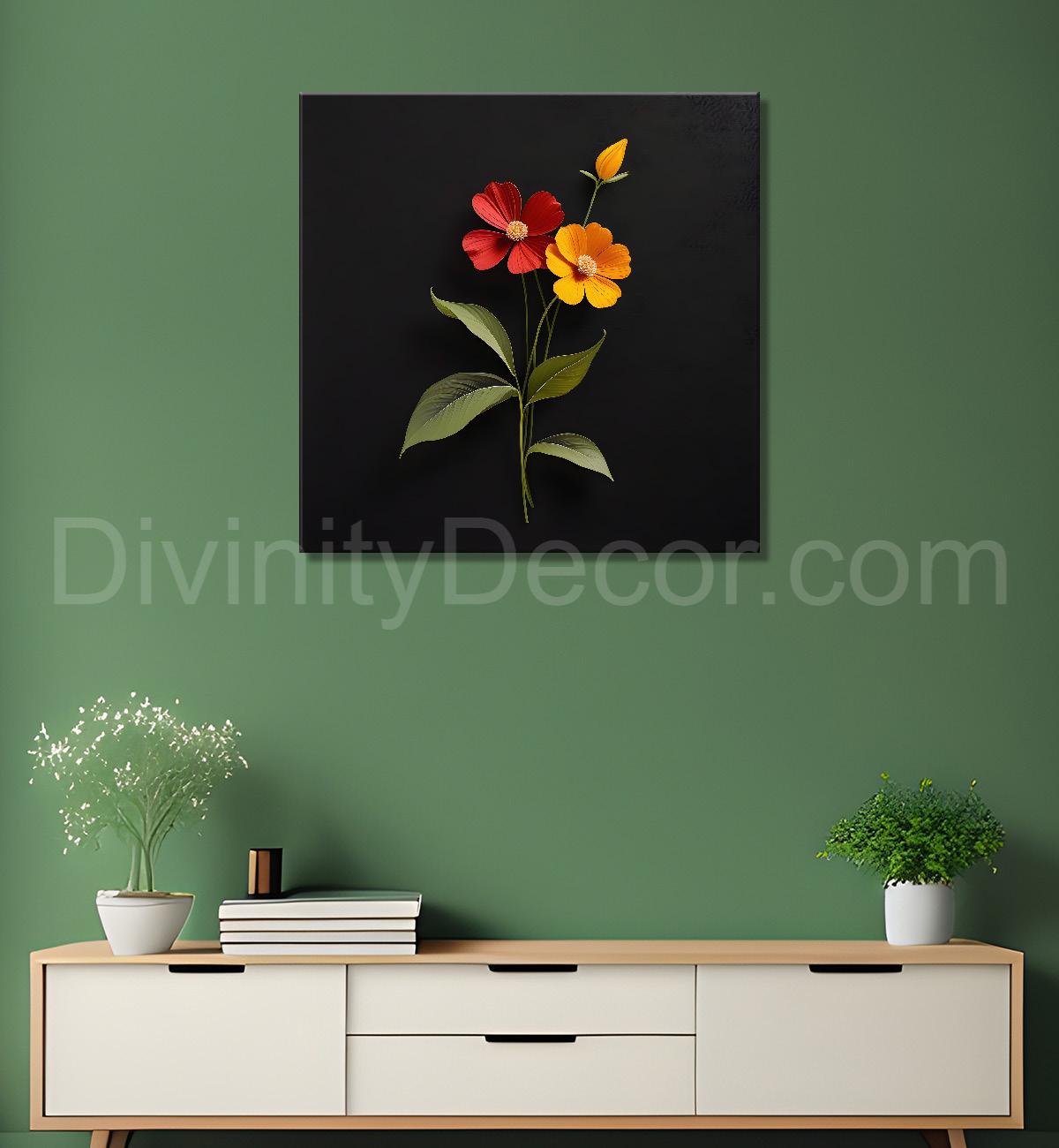 Colourful flowers in black background - Flower-S-263
