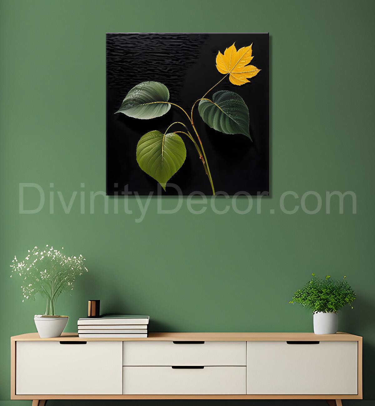 Yellow flowers in black background painting - Flower-S-268