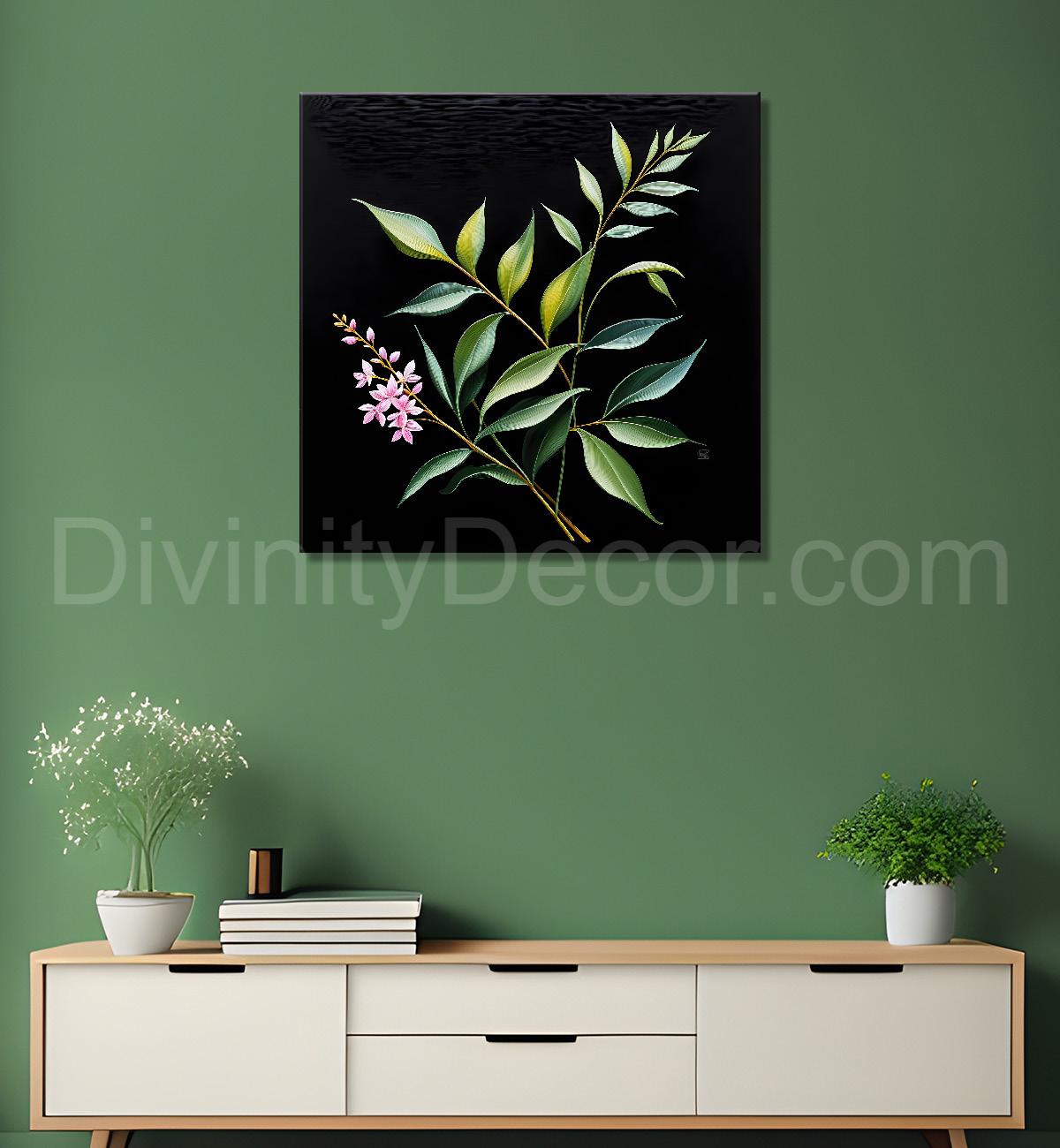 Purple flowers in black background painting - Flower-S-273