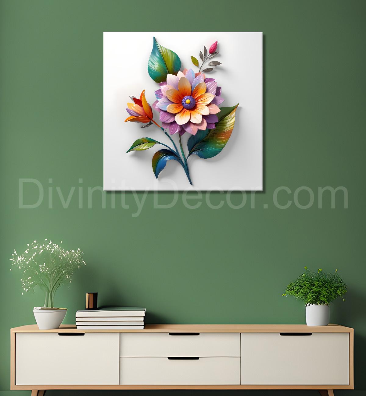 Colourful flower in white background painting - Flower-S-287