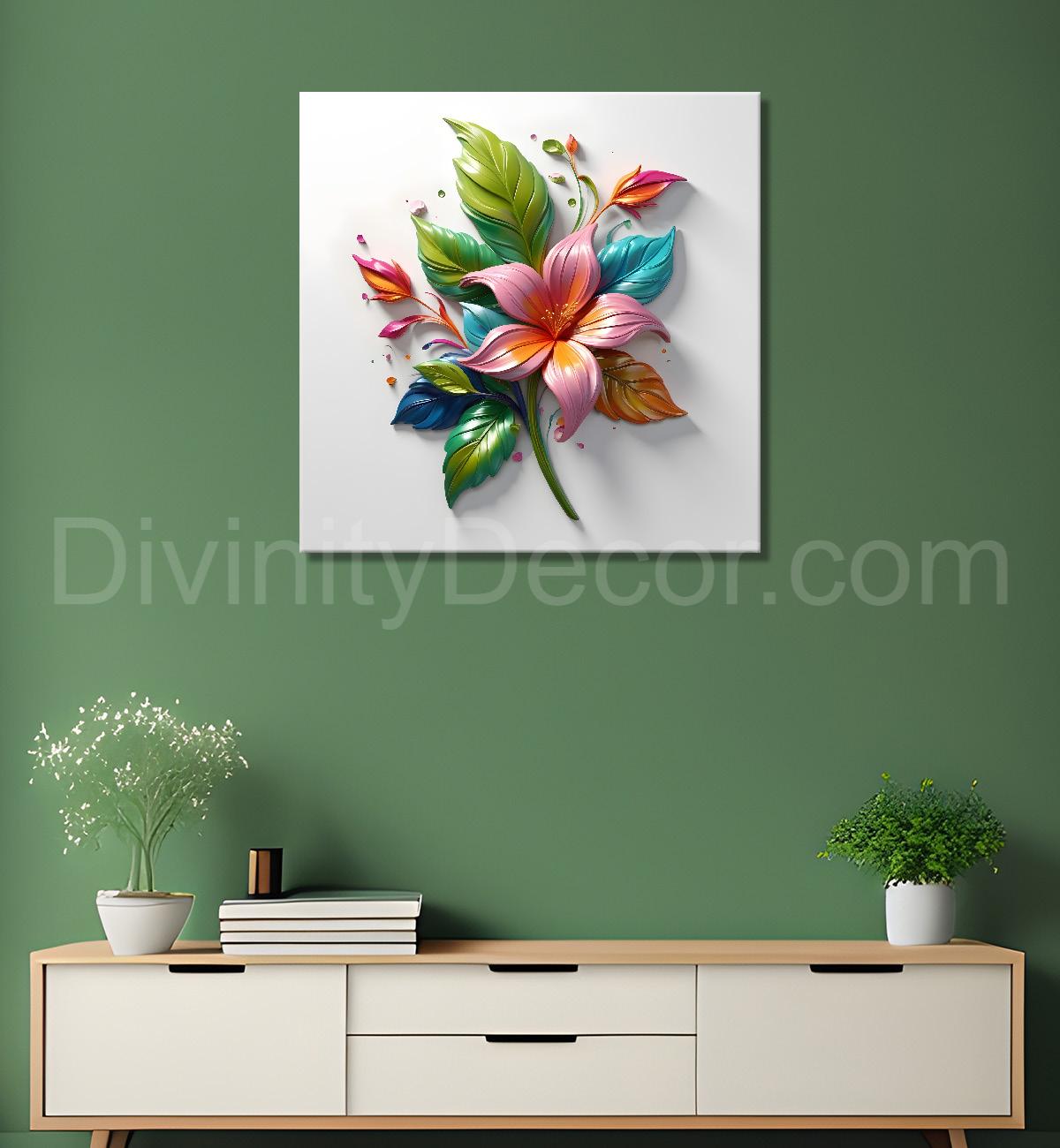 Colourful flower in white background painting - Flower-S-288