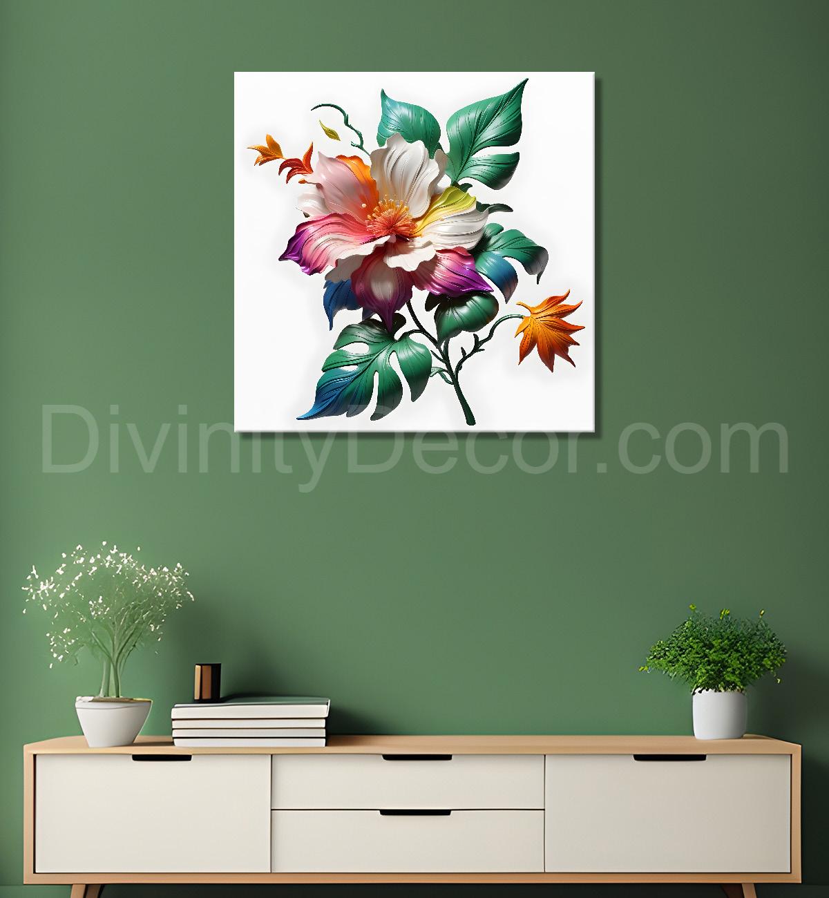 Colourful flower in white background painting - Flower-S-289