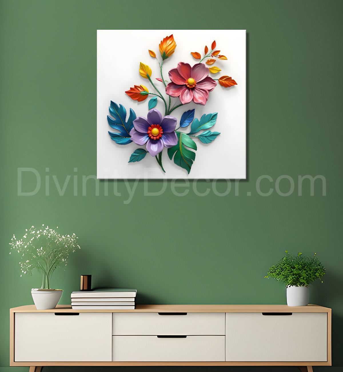 Colourful flower in white background painting - Flower-S-290