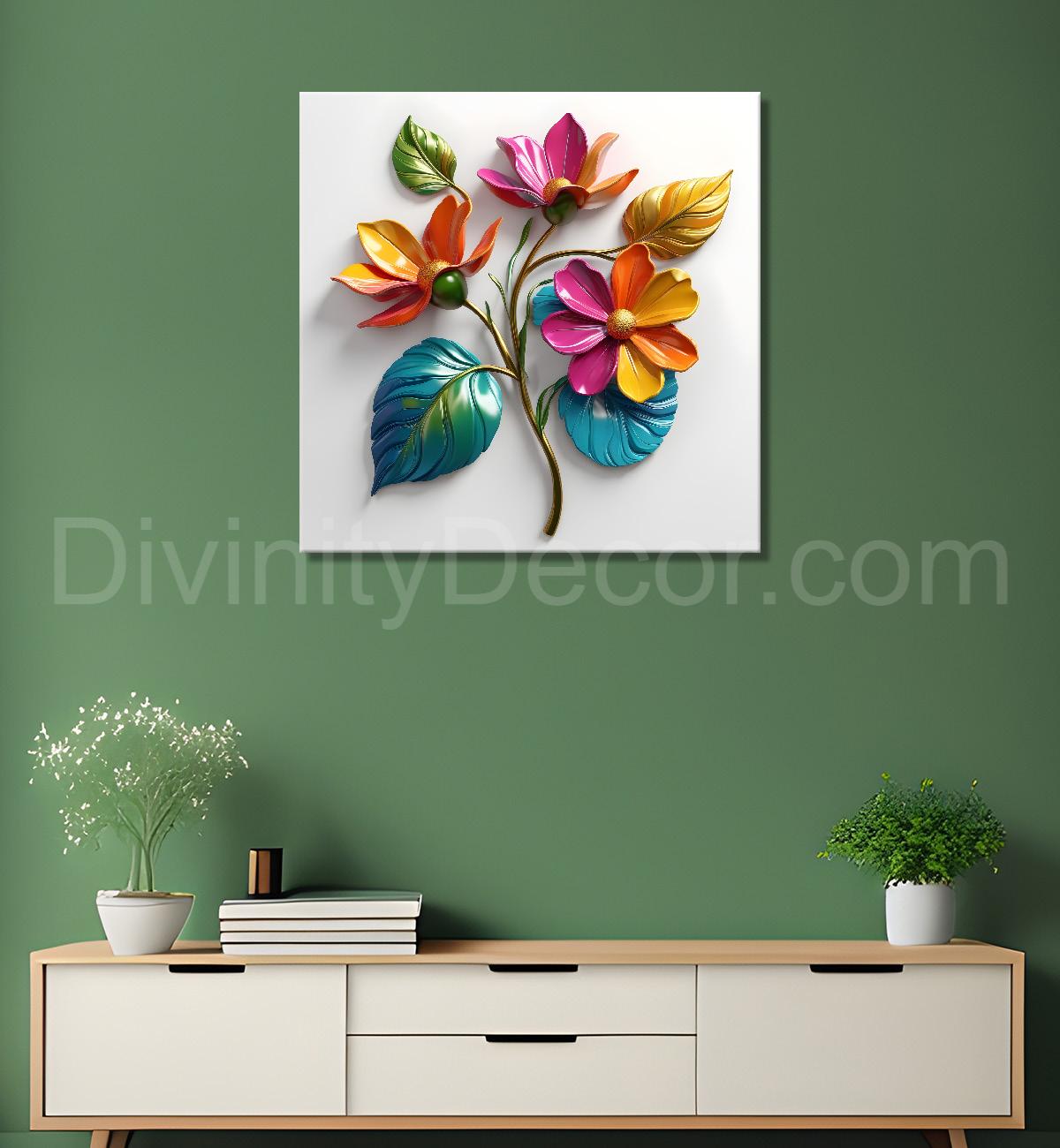 Colourful flower in white background painting - Flower-S-291