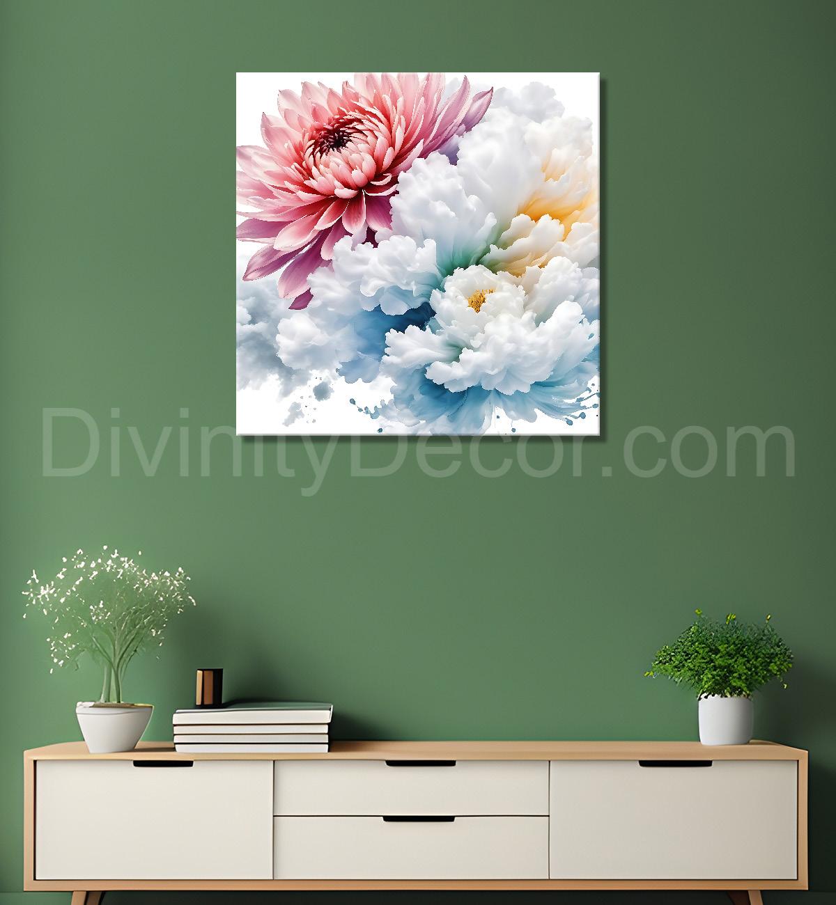 Pink flowers in water colour painting  - Flower-S-322