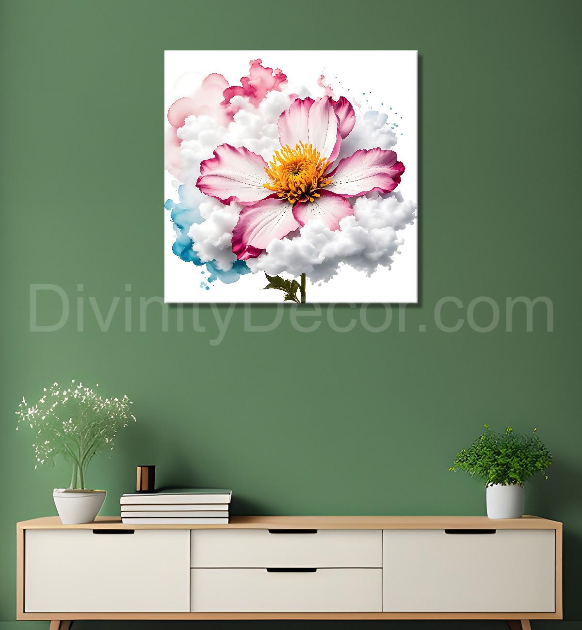 Pink flowers in water colour painting  - Flower-S-323