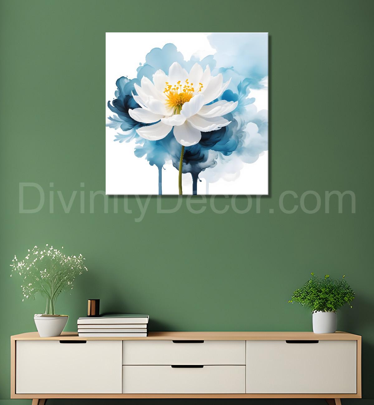 White flowers in water colour painting  - Flower-S-326