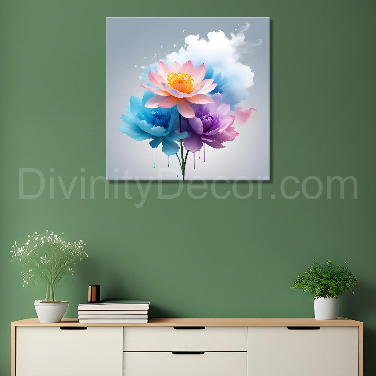 Colourful flowers in water colour painting - Flower-S-327 – Divinity Decor