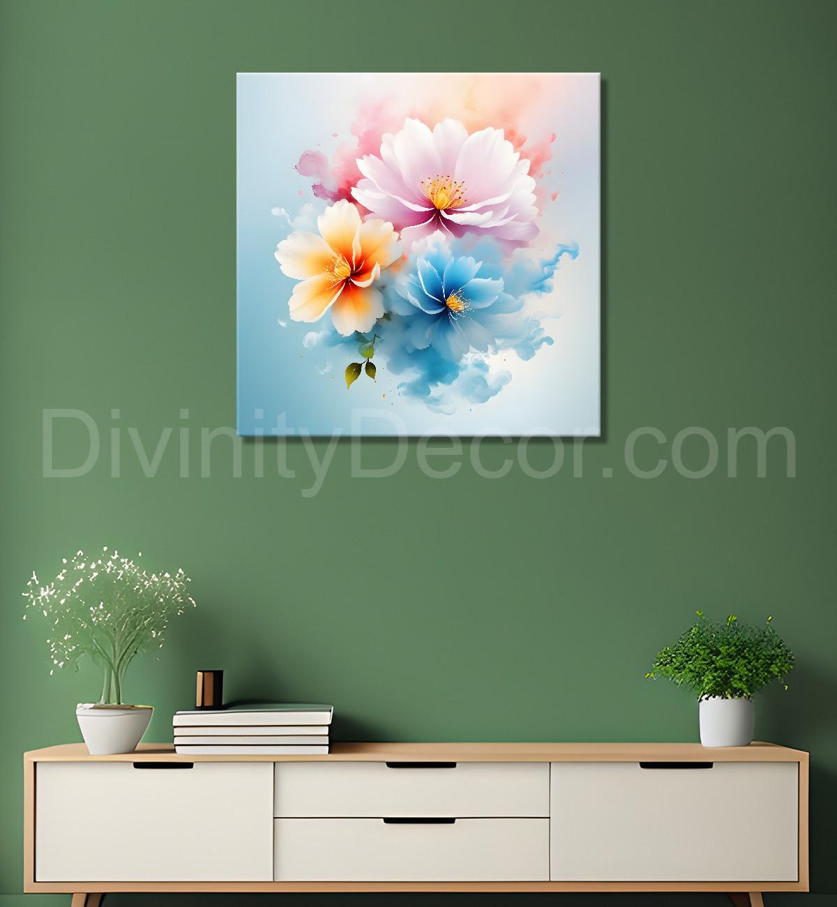 Colourful flowers in water colour painting  - Flower-S-328