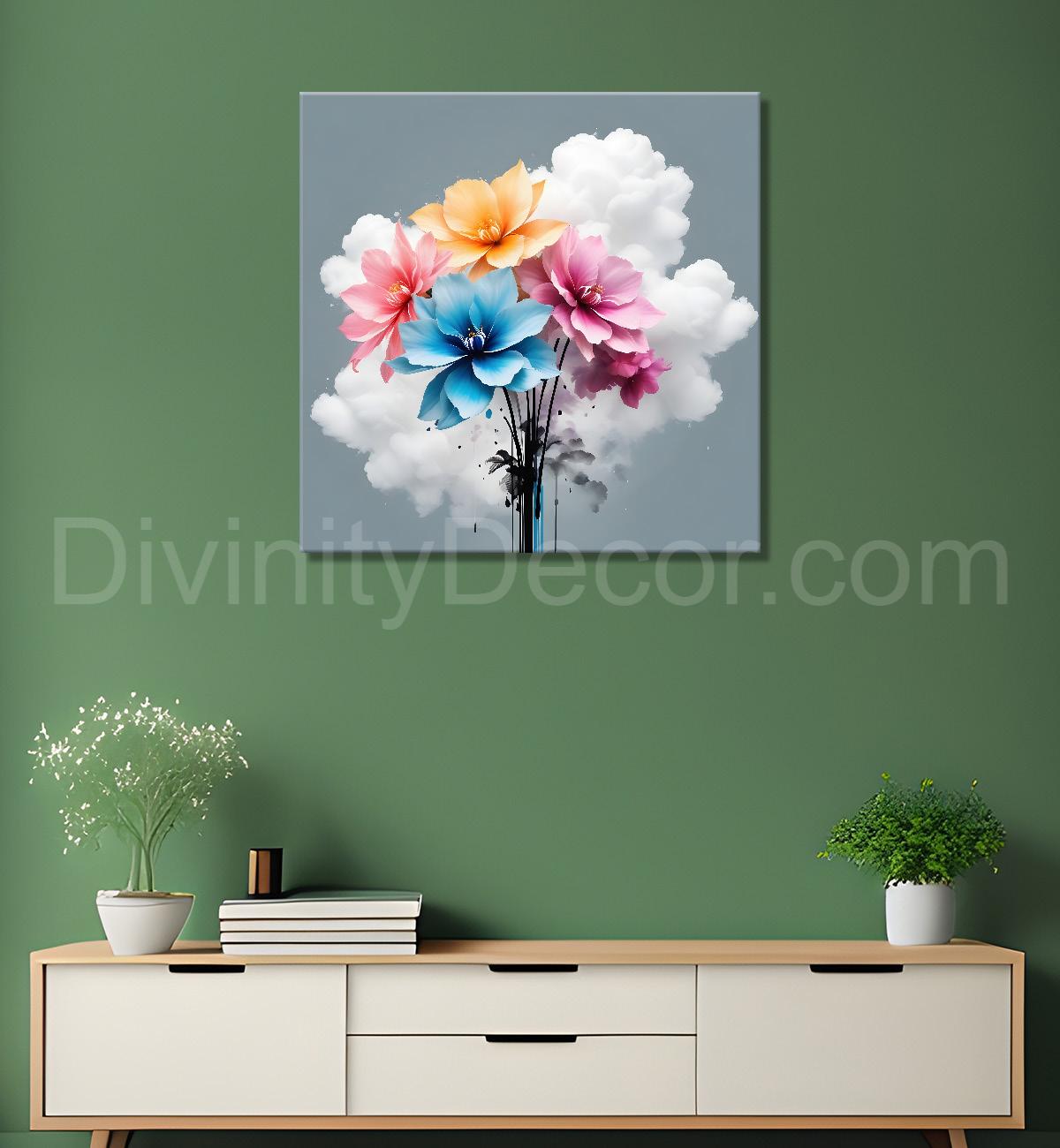 Colourful flowers in water colour painting  - Flower-S-329