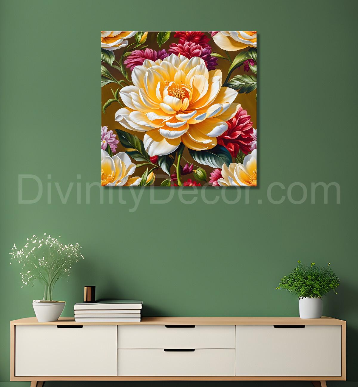 Yellow flower in textured oil painting  Flower-S-357
