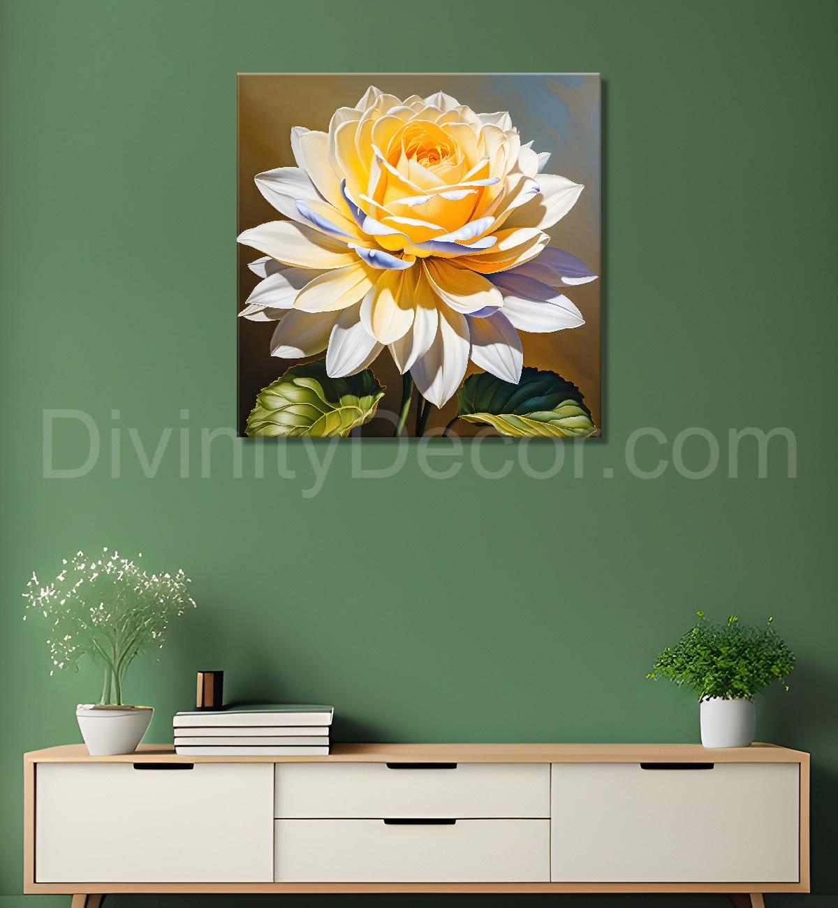 Yellow flower in textured oil painting  Flower-S-358
