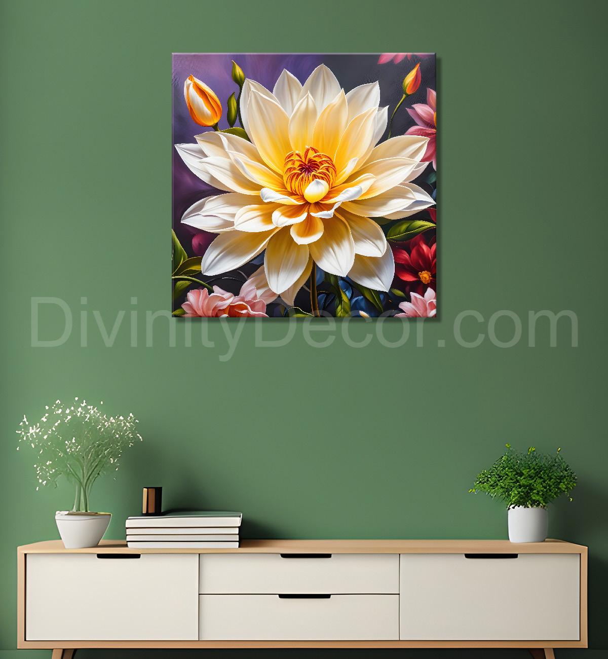 Yellow flower in textured oil painting  Flower-S-360