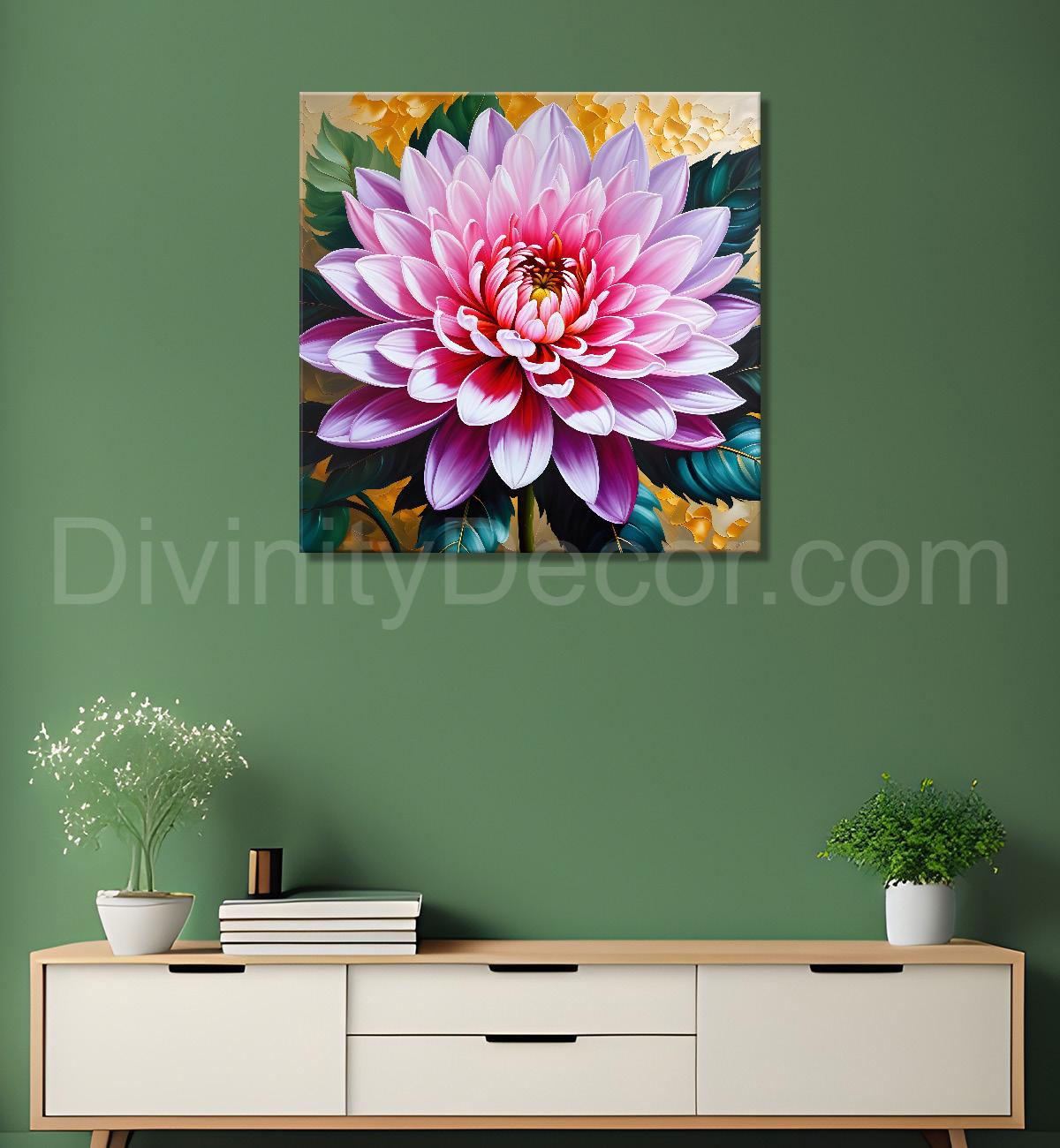 Pink flowers in textured painting    Flower-S-376