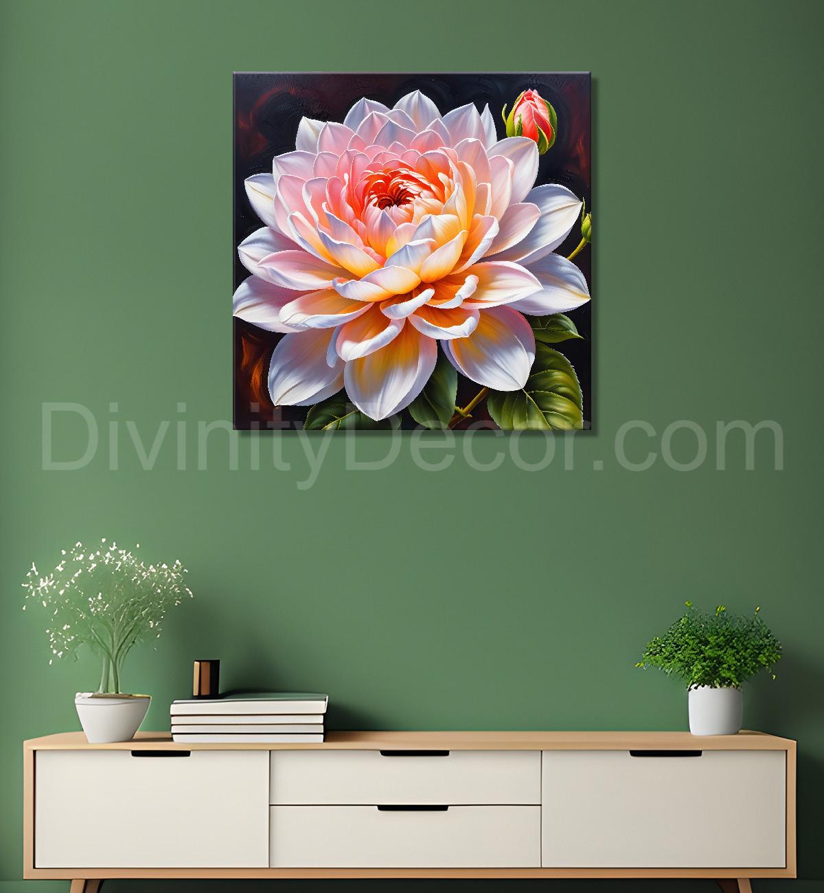 Light pink flowers in textured painting  Flower-S-385