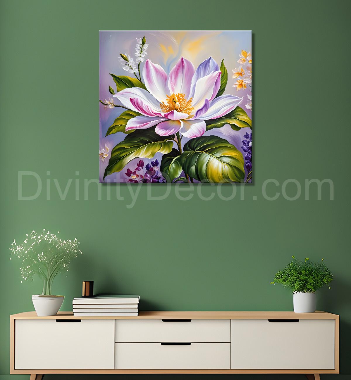 Pink flowers in textured painting  Flower-S-392