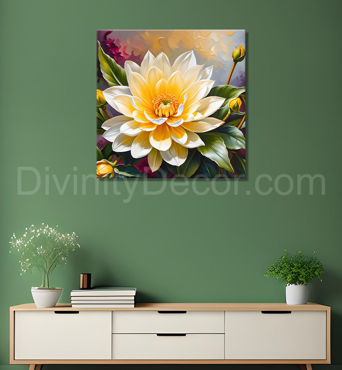Yellow flowers in textured oil painting  Flower-S-399