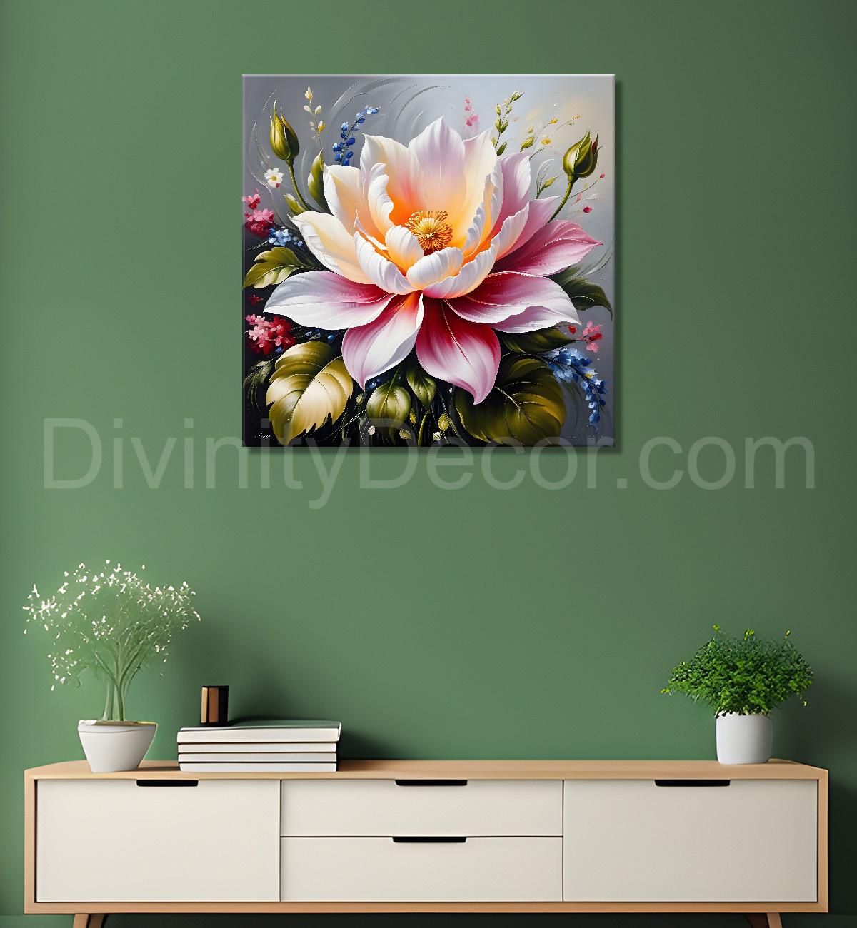 Purple flower in beautiful textured painting - Flower-S-404