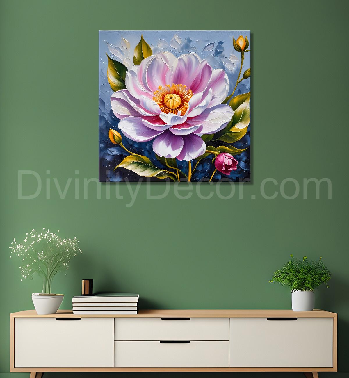 Purple flower in beautiful textured painting - Flower-S-405