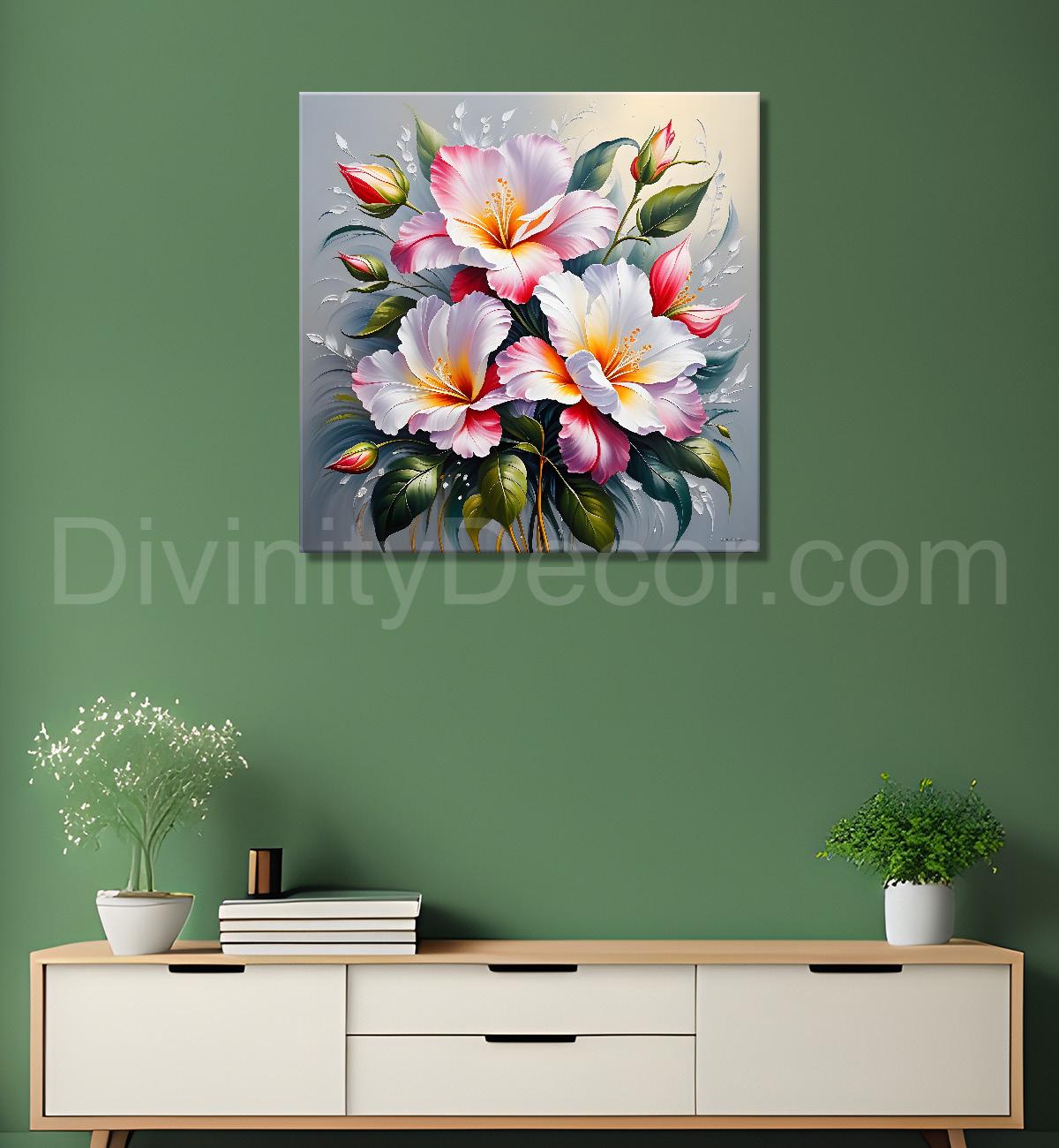 Purple flower in beautiful textured painting - Flower-S-406