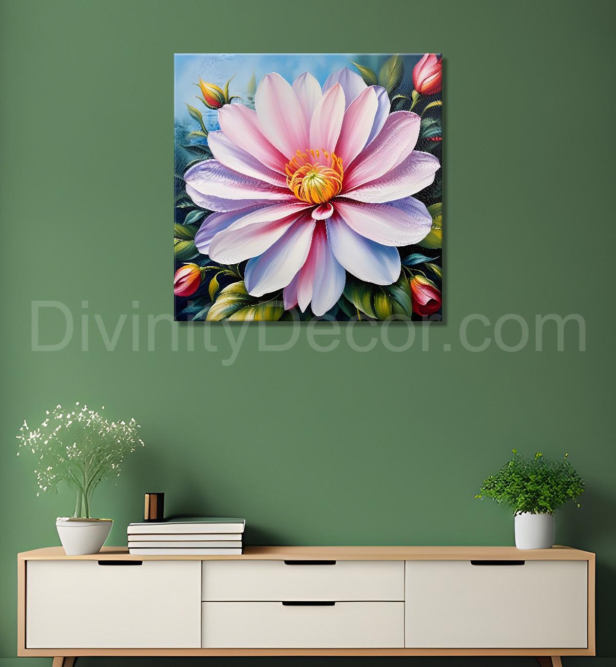 Purple flower in beautiful textured painting - Flower-S-407
