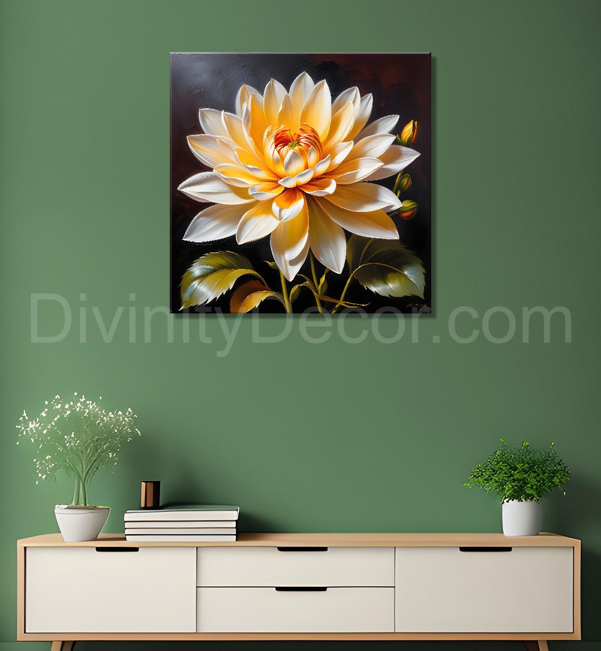 Yellow flower in textured oil painting - Flower-S-408