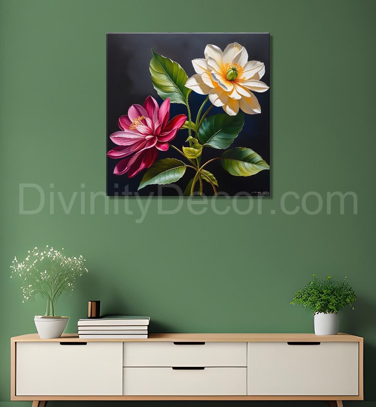 Colourful flowers in textured oil painting - Flower-S-415