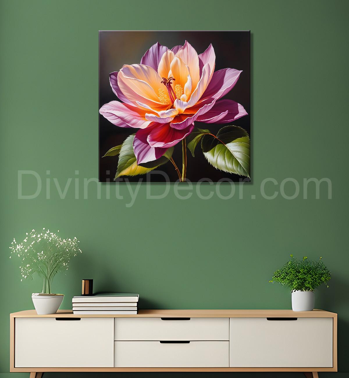 Purple flower in beautiful textured painting  - Flower-S-417