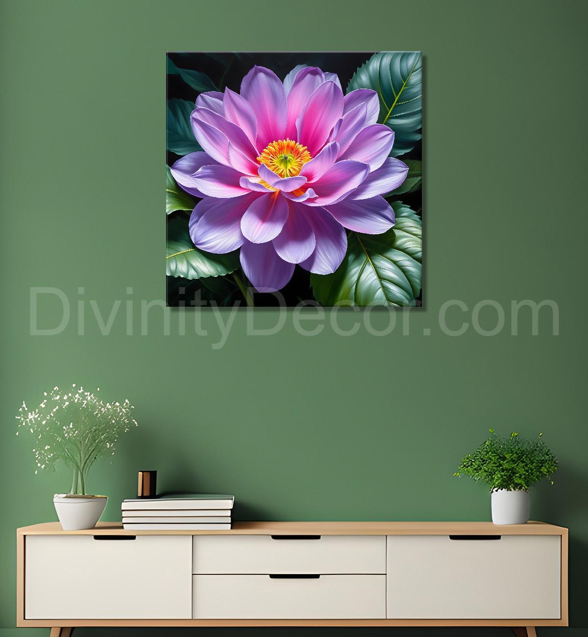 Purple flower in beautiful textured painting - Flower-S-425