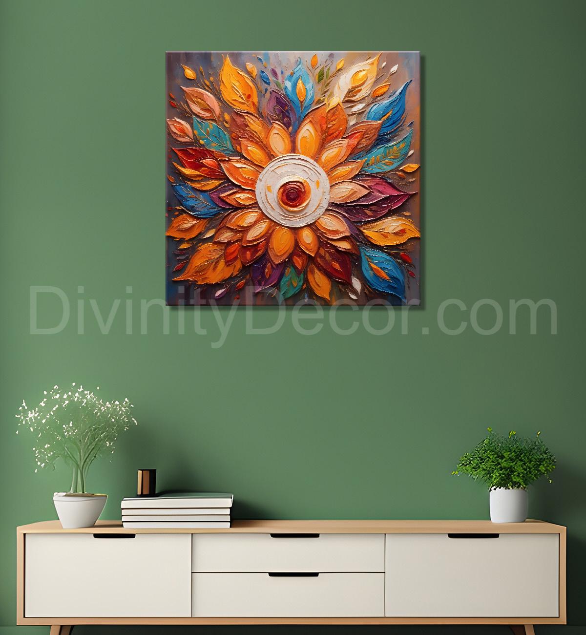 Brown flowers in textured oil painting Flower-S-585