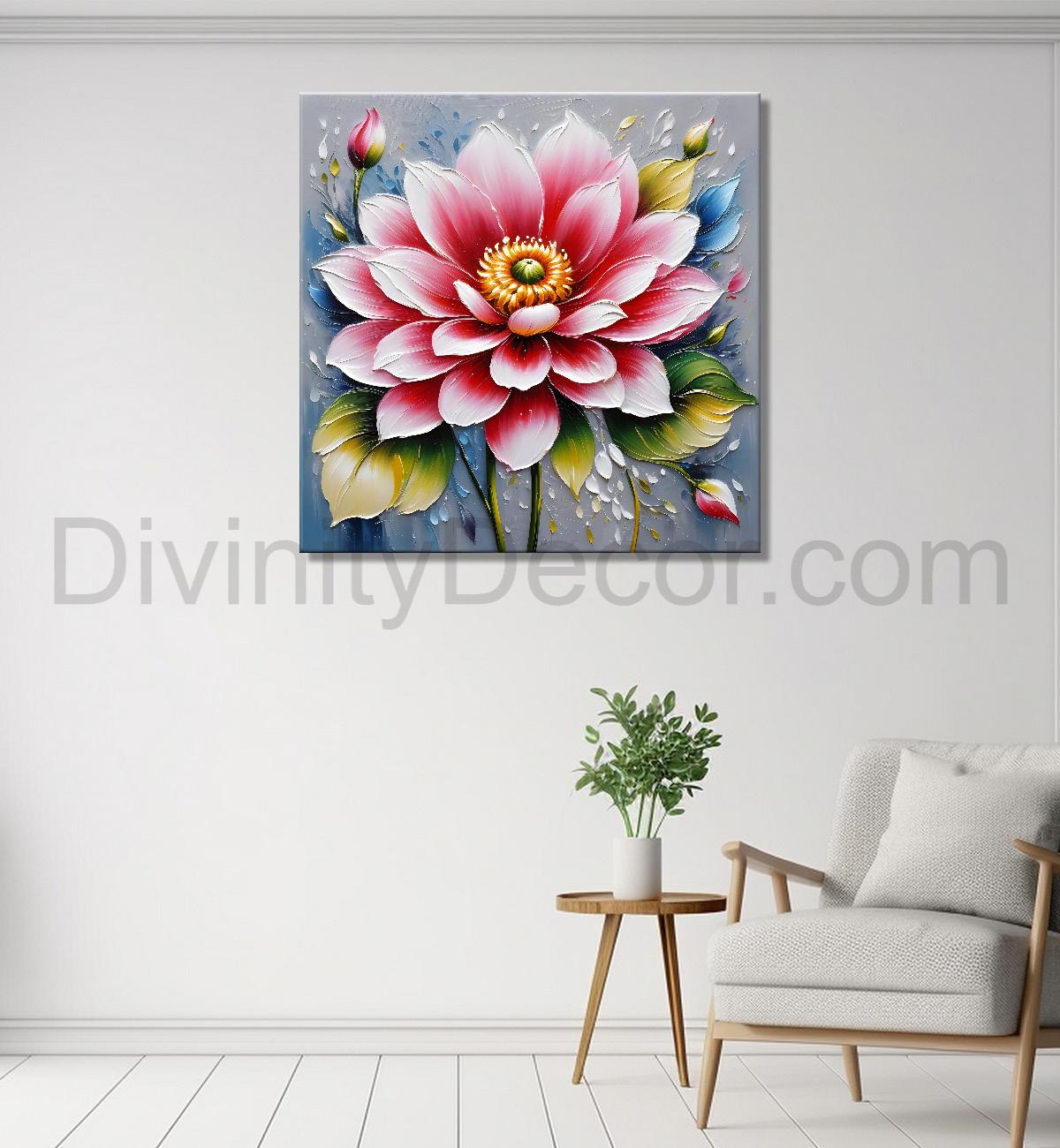 Pink flower in grey background  - Flower-S-68