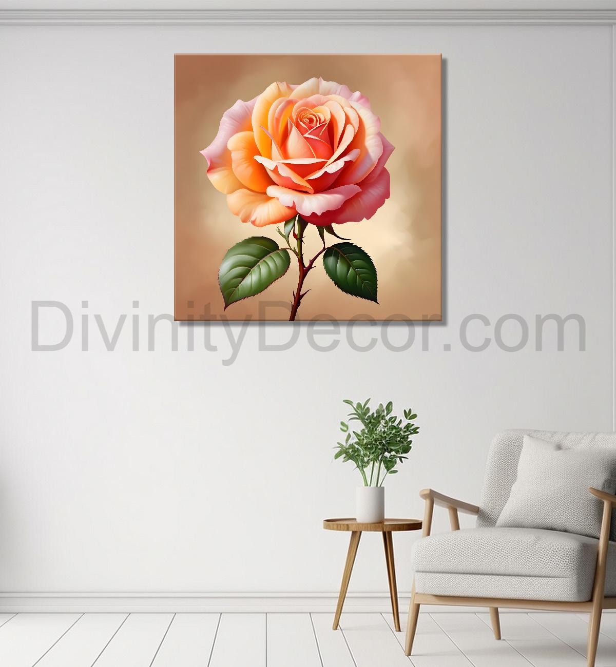Pink flowers in light textured painting - Flower-S-133
