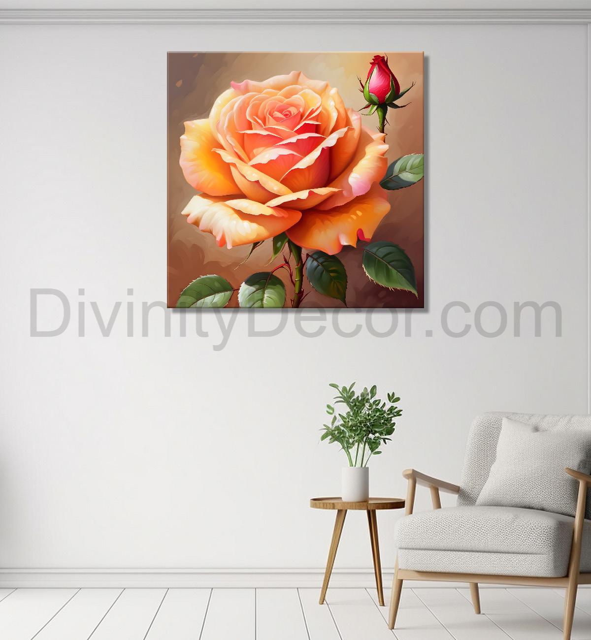 Pink flowers in light textured painting - Flower-S-134