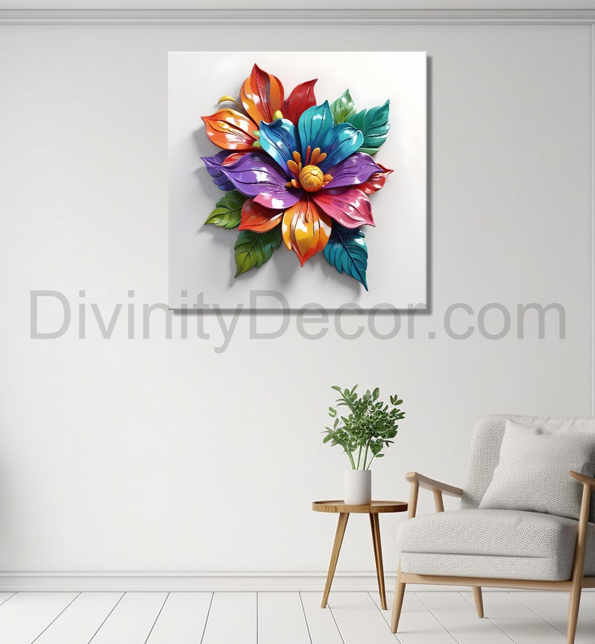 Colourful flowers in white background textured painting - Flower-S-179