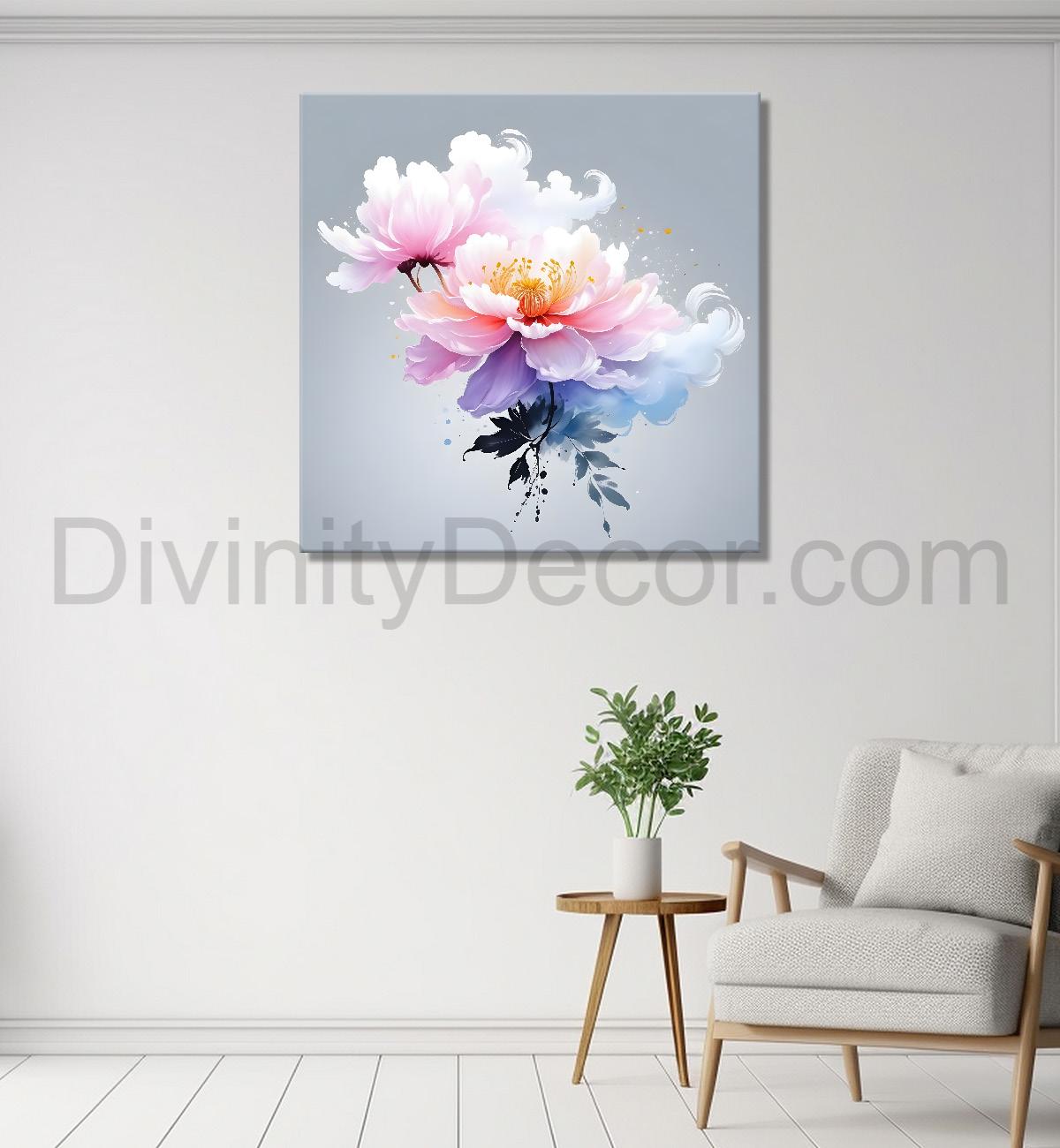 Pink flowers in water colour painting - Flower-S-230