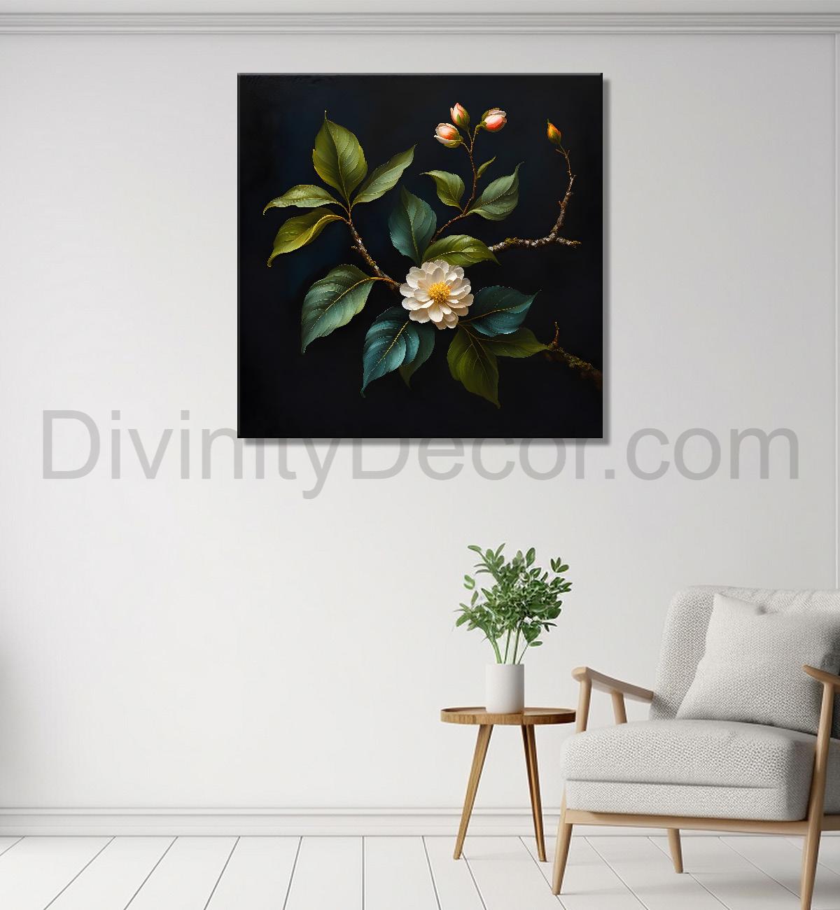 White flowers in black background - Flower-S-235