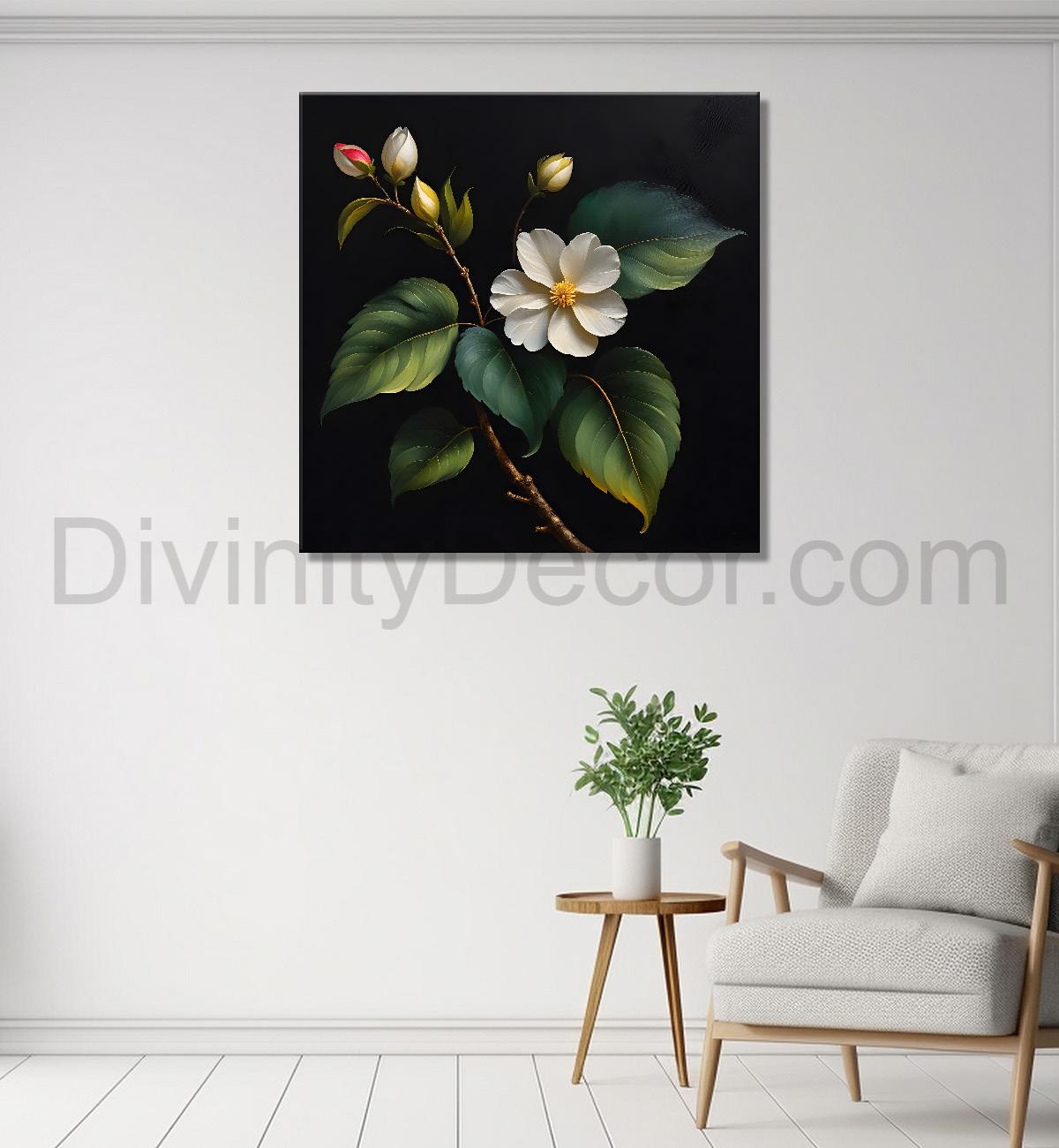 White flowers in black background - Flower-S-236