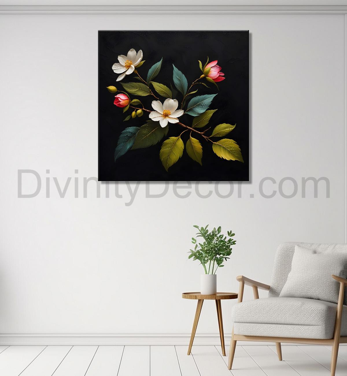 White flowers in black background - Flower-S-237