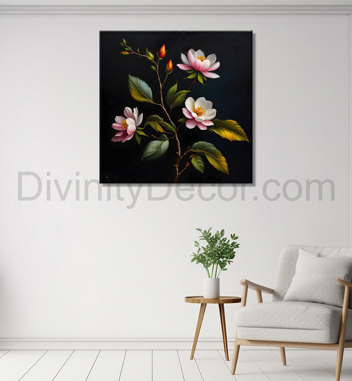 White flowers in black background - Flower-S-238