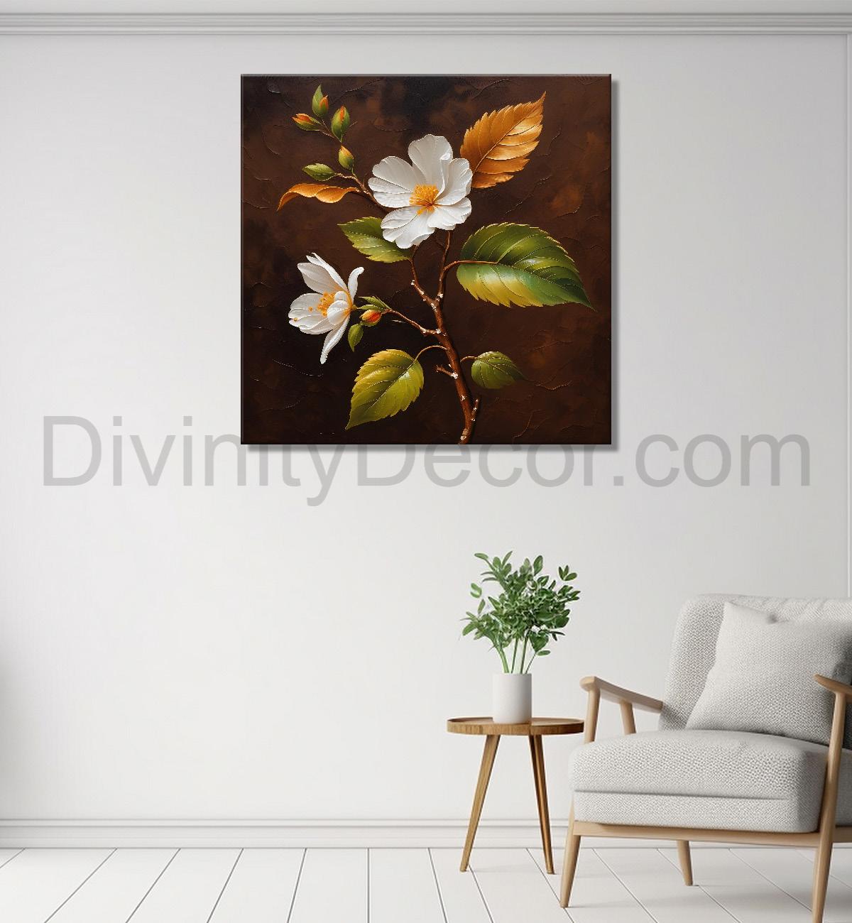 White flowers in brown background - Flower-S-240