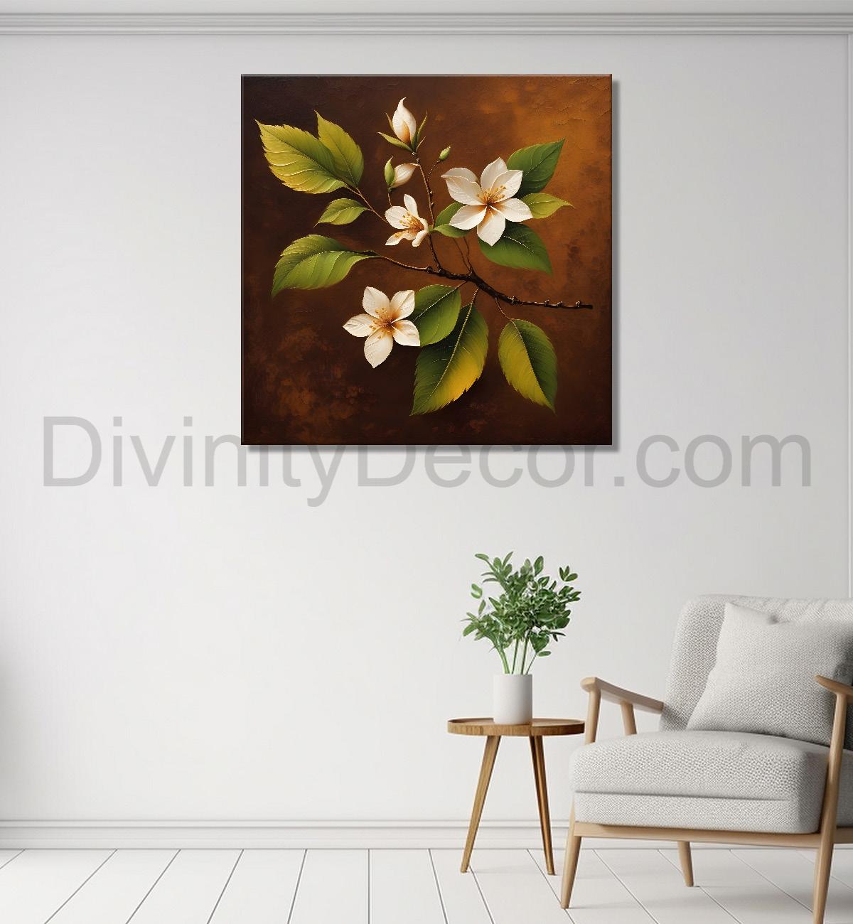 White flowers in brown background - Flower-S-241