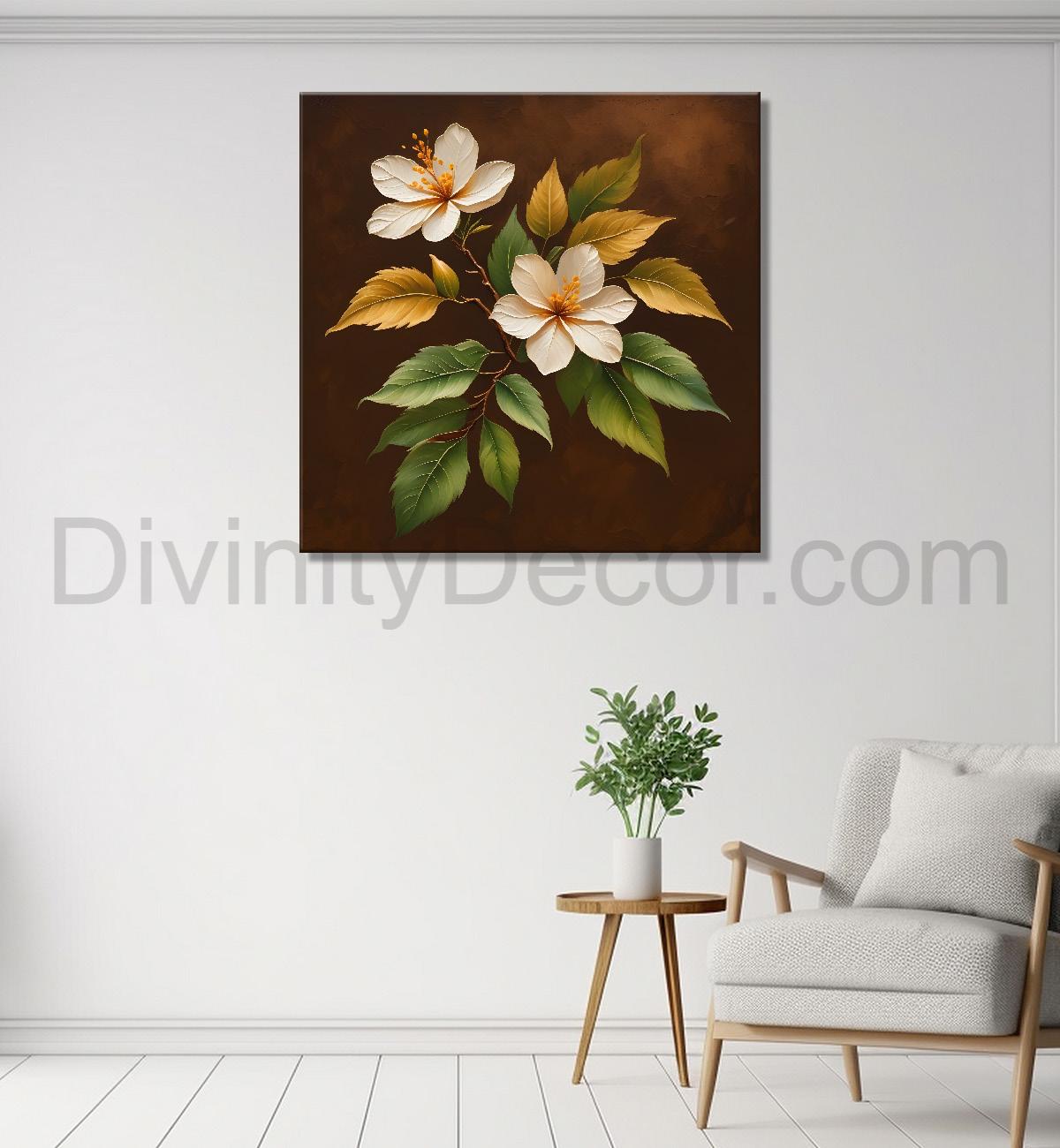 White flowers in brown background - Flower-S-242