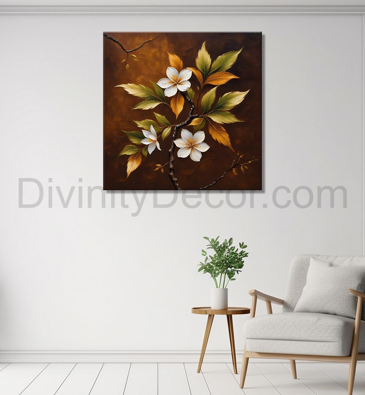White flowers in brown background - Flower-S-243