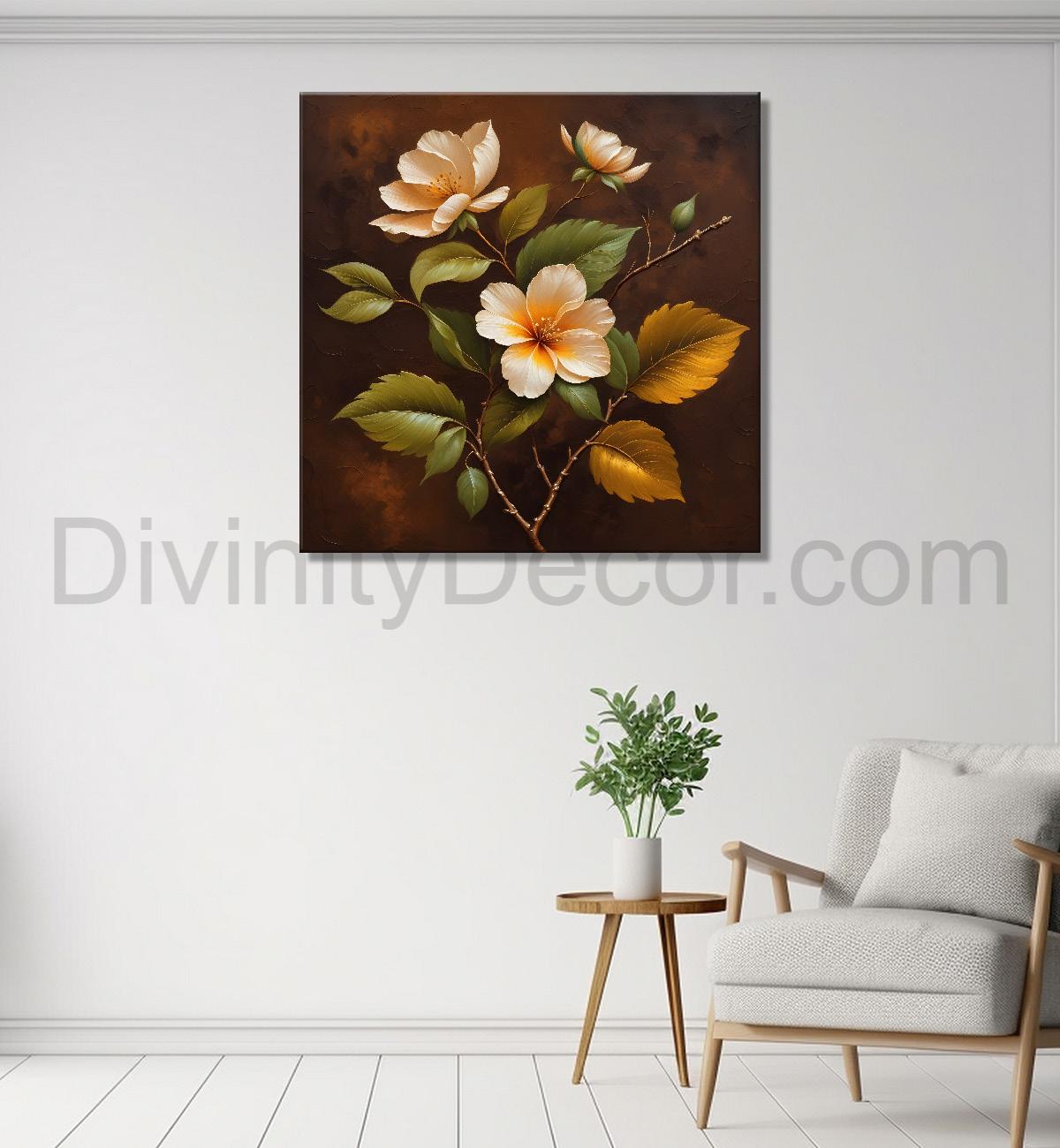 White flowers in brown background - Flower-S-244