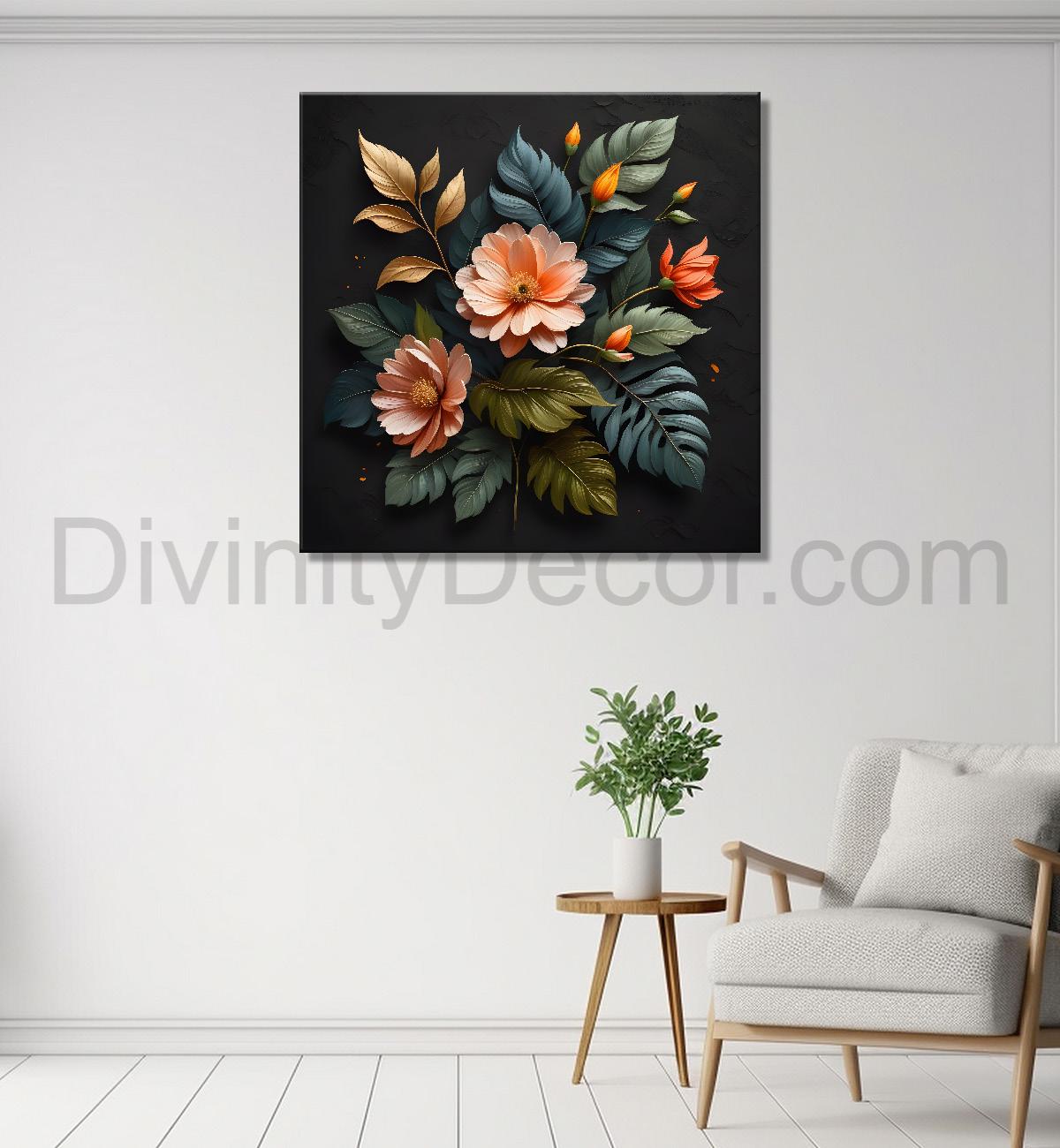 Pink flowers in brown background - Flower-S-245