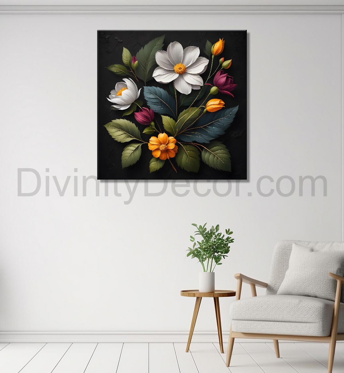 Colourful flowers in black background - Flower-S-246