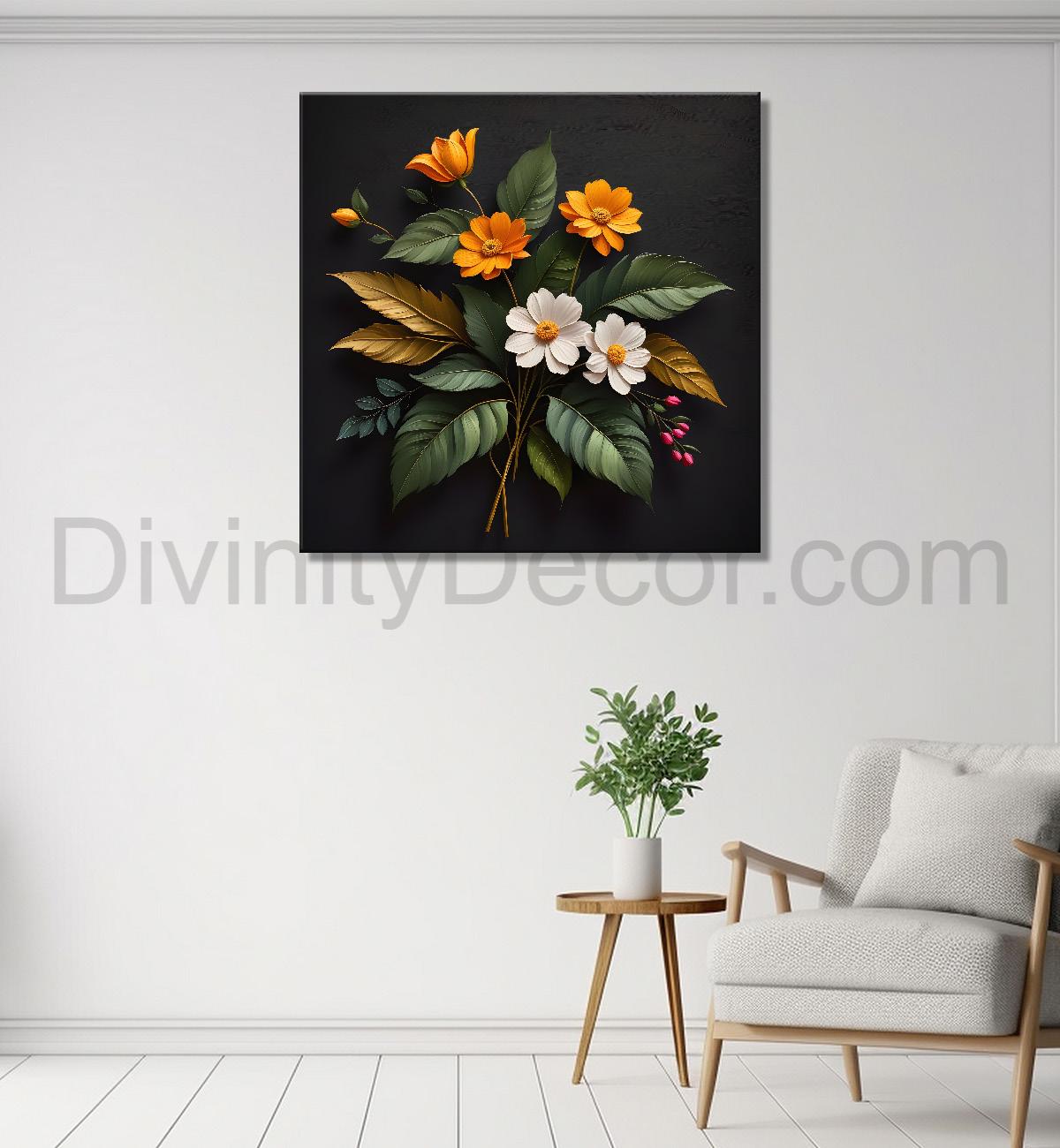 Colourful flowers in black background - Flower-S-254