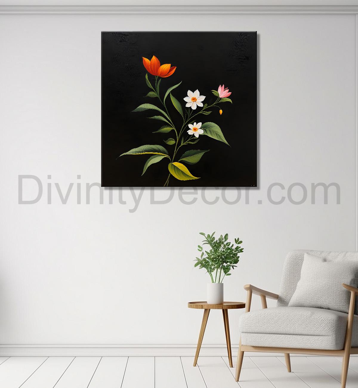 Colourful flowers in black background - Flower-S-257