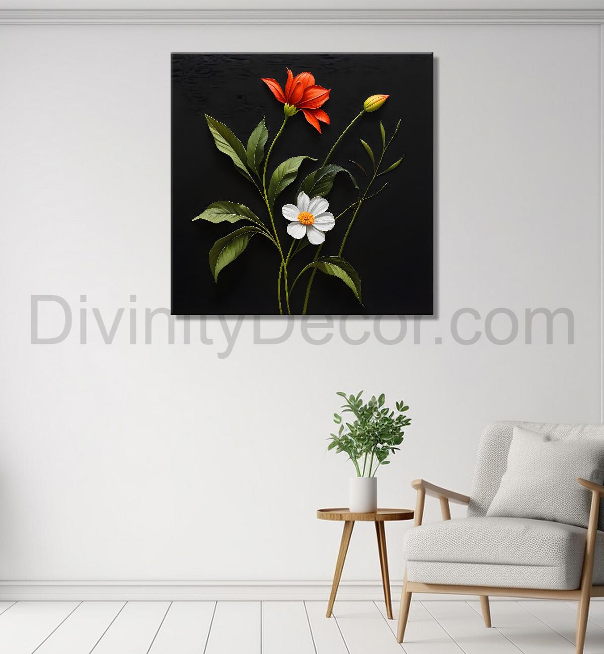 Colourful flowers in black background - Flower-S-258
